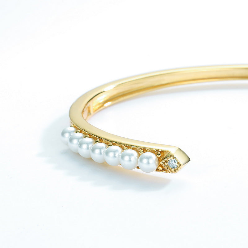 Open Bangle Bracelet With Pearls