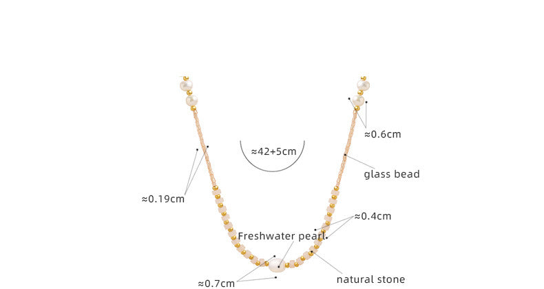 Natural Jade Glass Beads Freshwater Pearl Beaded Necklace