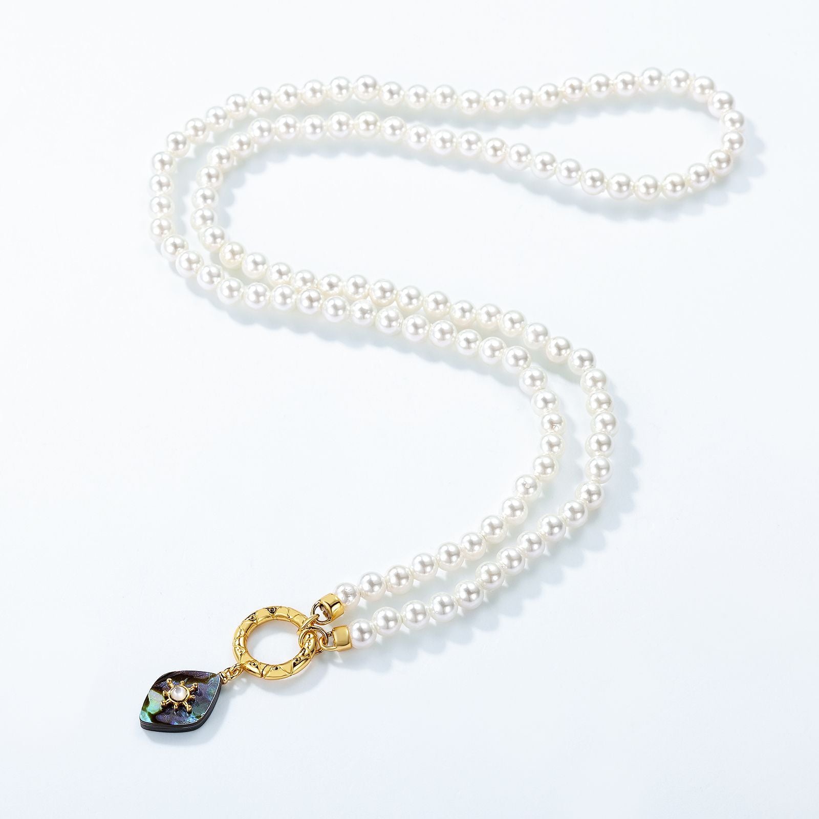 Ocean Abalone Shell Pendant Pearl Necklace