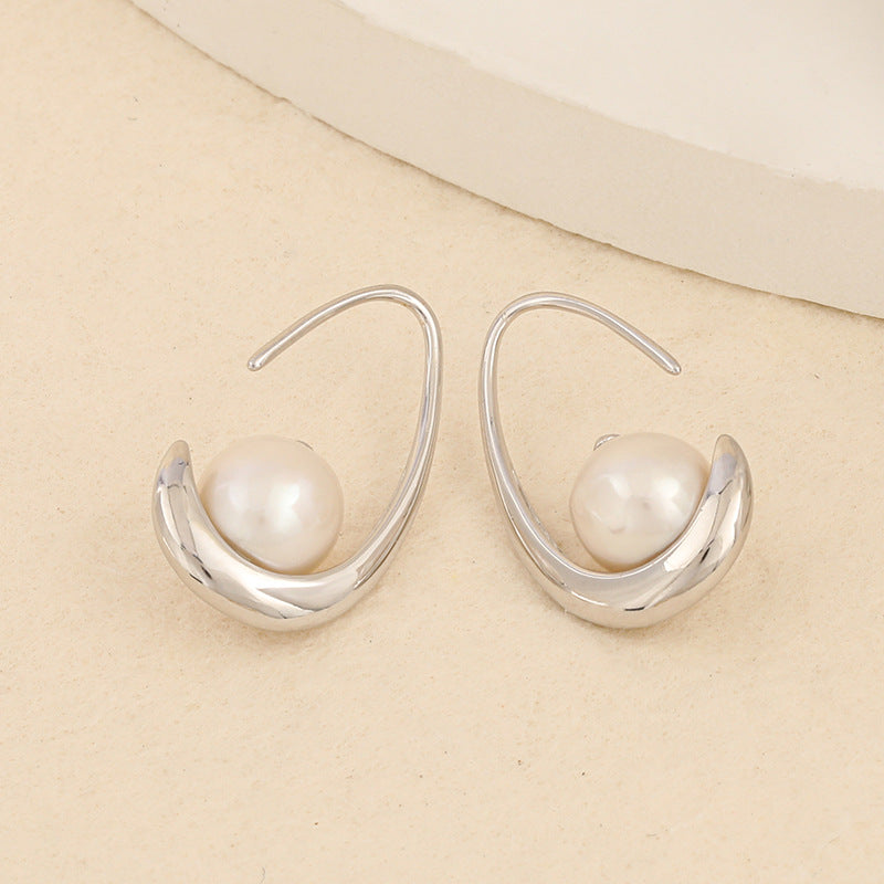 S925 Hook Pearl Earrings