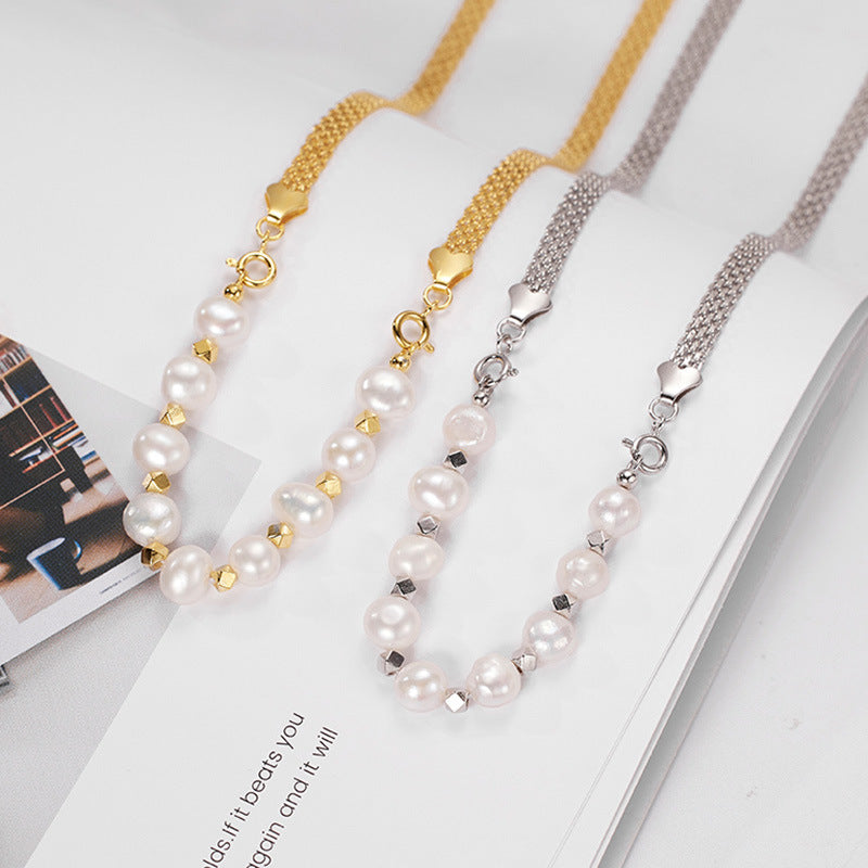 Two Wear Ways Wide Chain Baroque Pearl Necklace