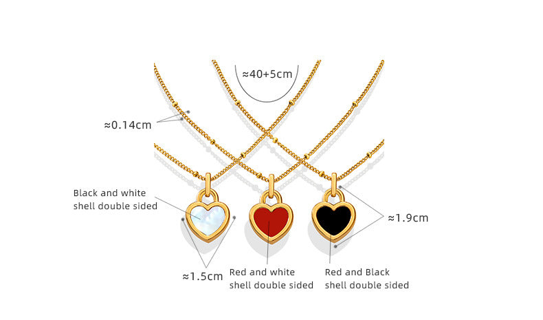 Two Sided Different Colors Sweet Heart Necklace