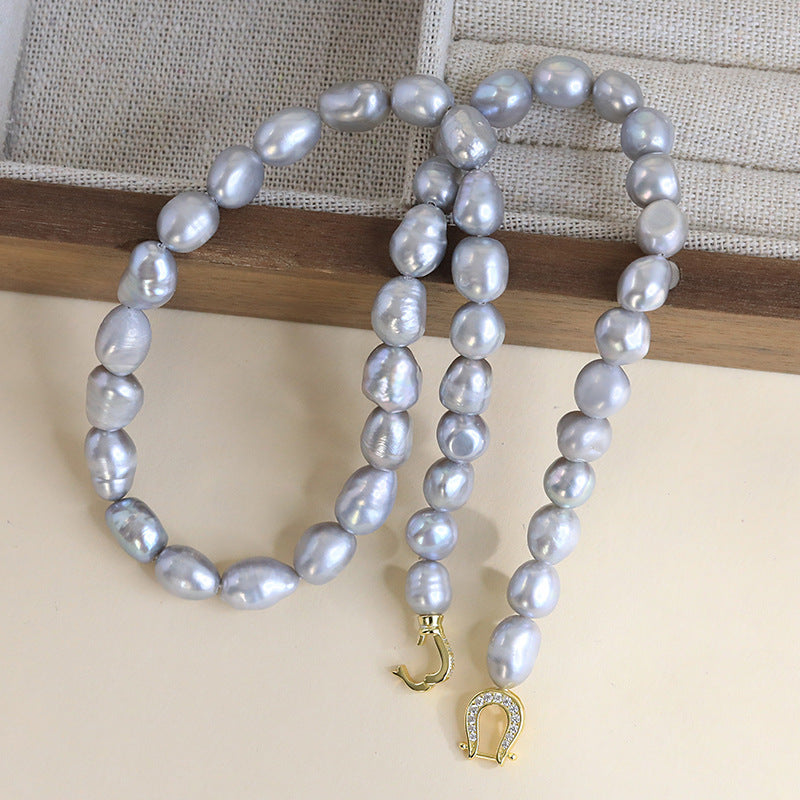 Luxurious Grey Baroque Pearl Clavicle Necklace