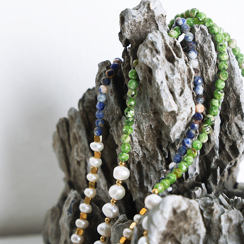 Natural Freshwater Pearl Turquoise Beaded Necklace