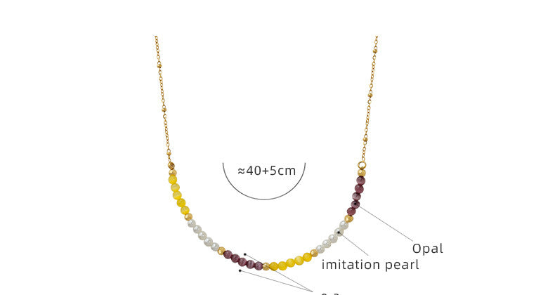 Pearl And Cat Eye Stone Opal Necklace