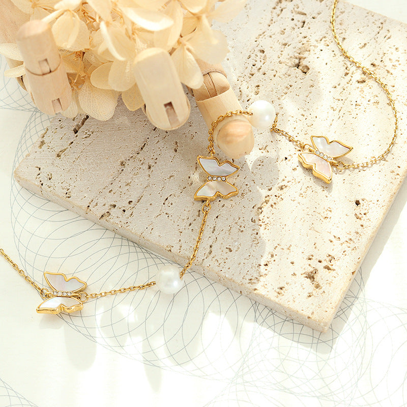 Mother of Pearl Butterfly Necklace