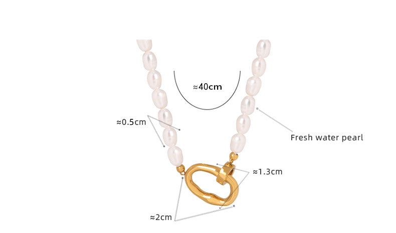 Gold Square Clasp Pendant Freshwater Pearl Necklace