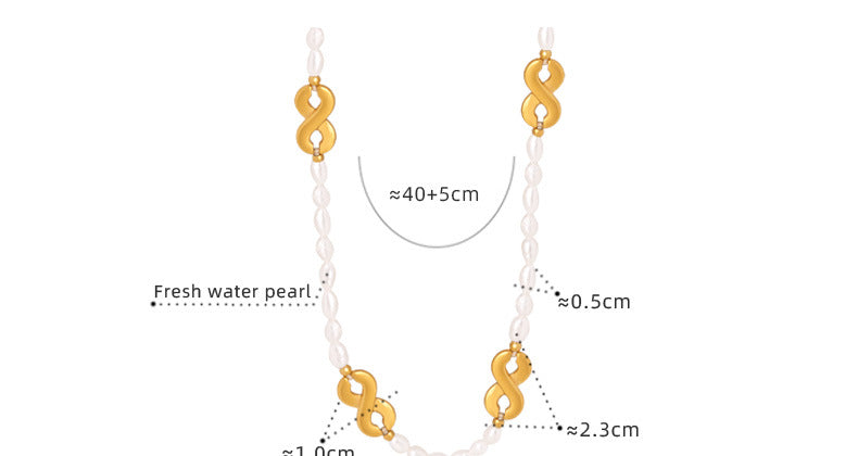 Infinity Clasp Stiching Freshwater Pearl Necklace