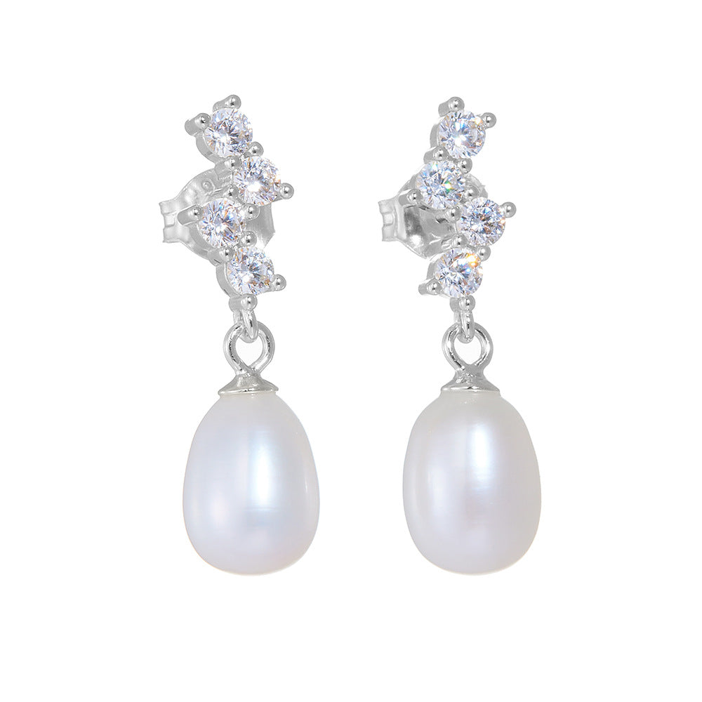 Diamond and Freshwater Pearl Earrings