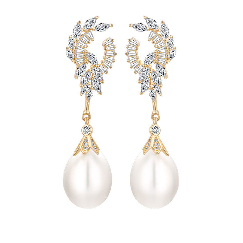 Luxury Princess Teardrop Pearl Dangle Earrings