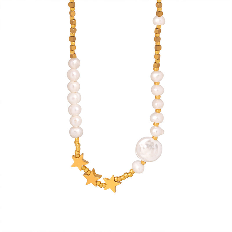 Star Stitching Freshwater Pearl Necklace