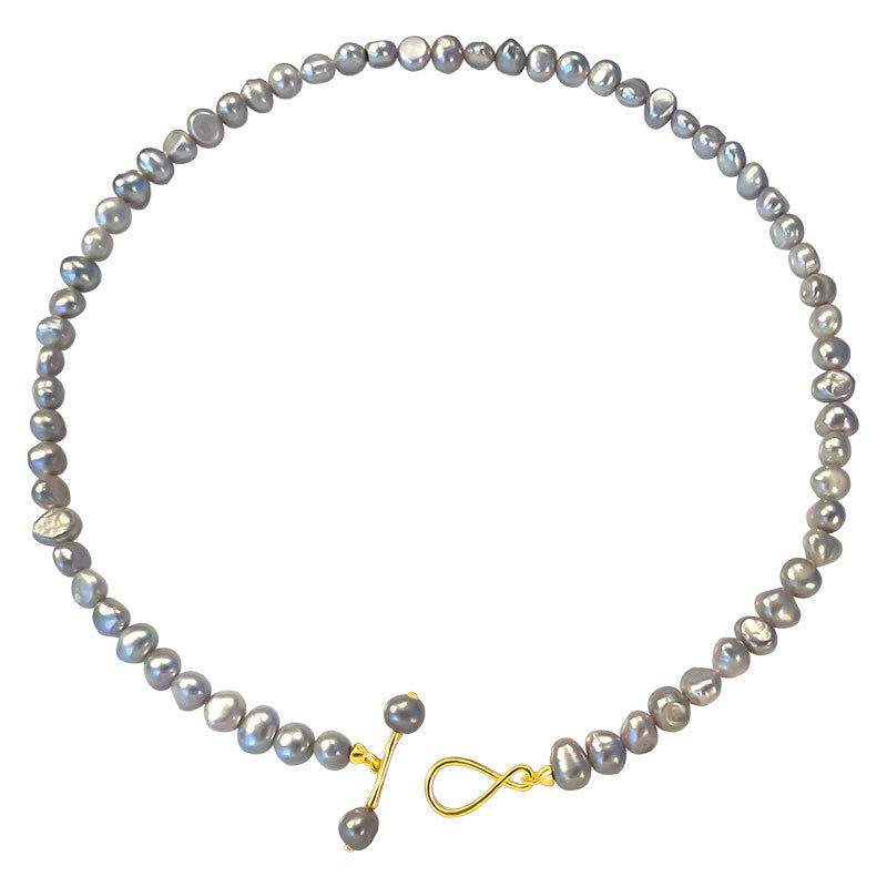 Gray Baroque Pearl Clavicle Necklace