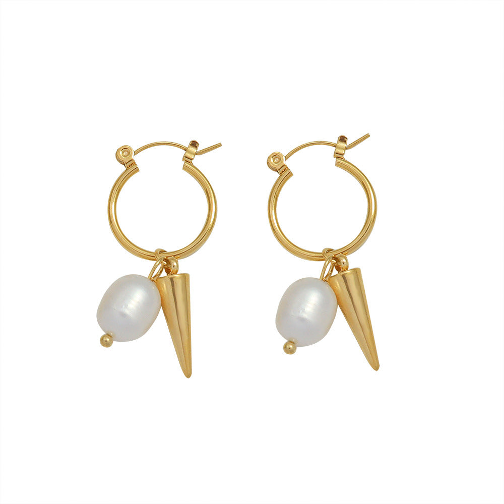 Tapered and Pearl Earring