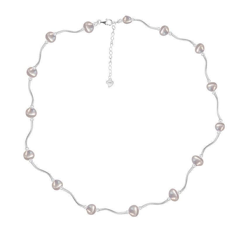 Dainty Wave Grey Baroque Pearl Necklace