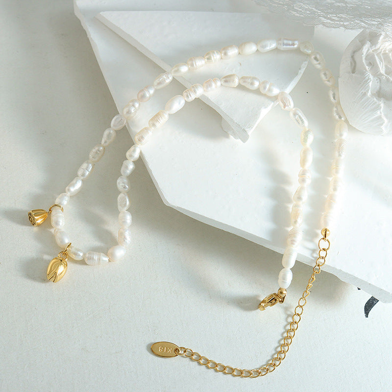 Lotus Pod Pendant Baroque Pearl Necklace