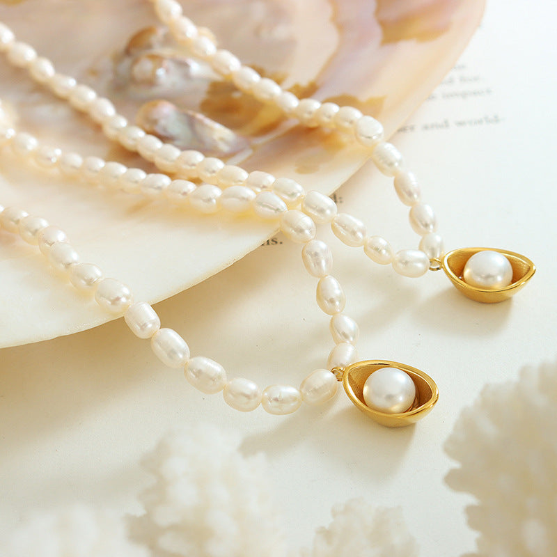 Pea Pod Pendant Freshwater Pearl Necklace