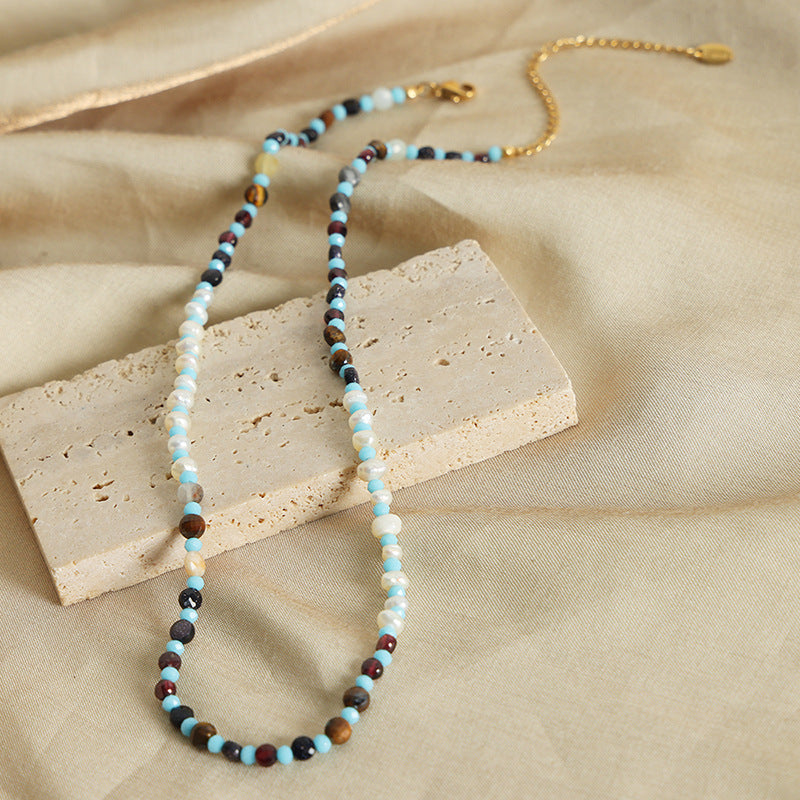 Natural Agate And Freshwater Pearl Necklace 