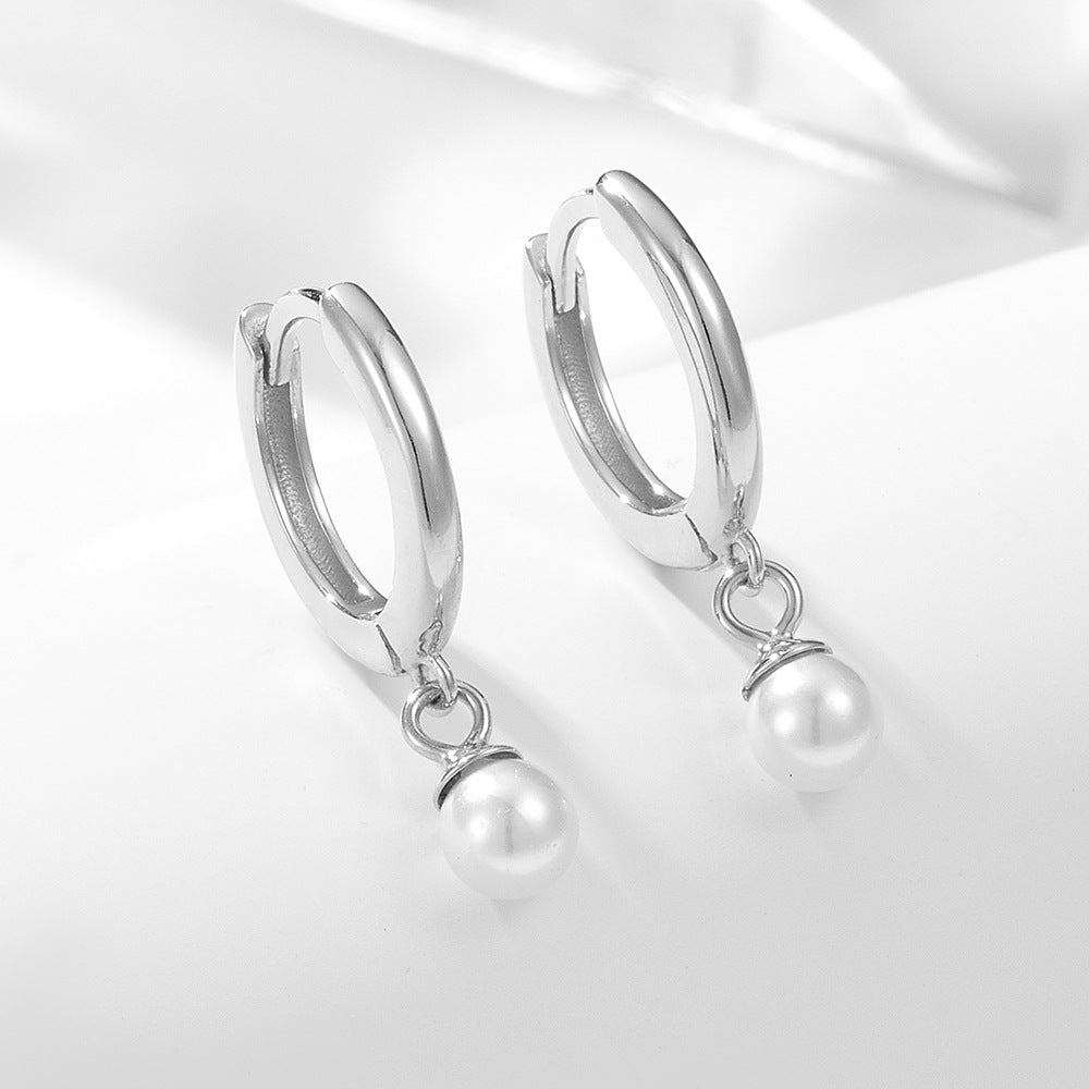 Clip On Small Pearl Dangle Earrings