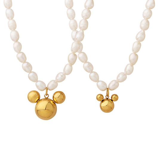 Cartoon Mickey Mouse Pendant Freshwater Pearl Necklace