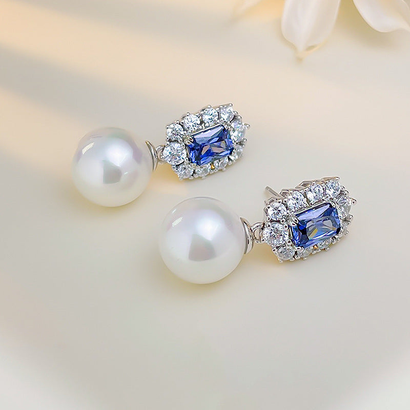 Pearl And Sapphire Earrings