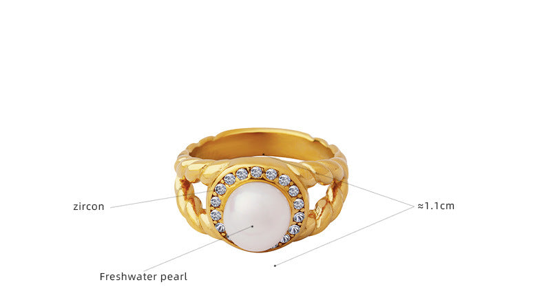 Exquisite Zircon And Freshwater Pearl Ring