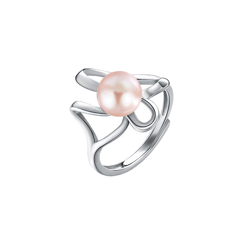 Geometric Wrap Pearl Ring