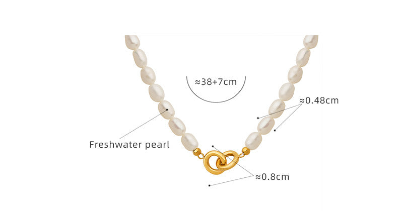 Gold Circles Clasp Pendant Freshwater Pearl Necklace