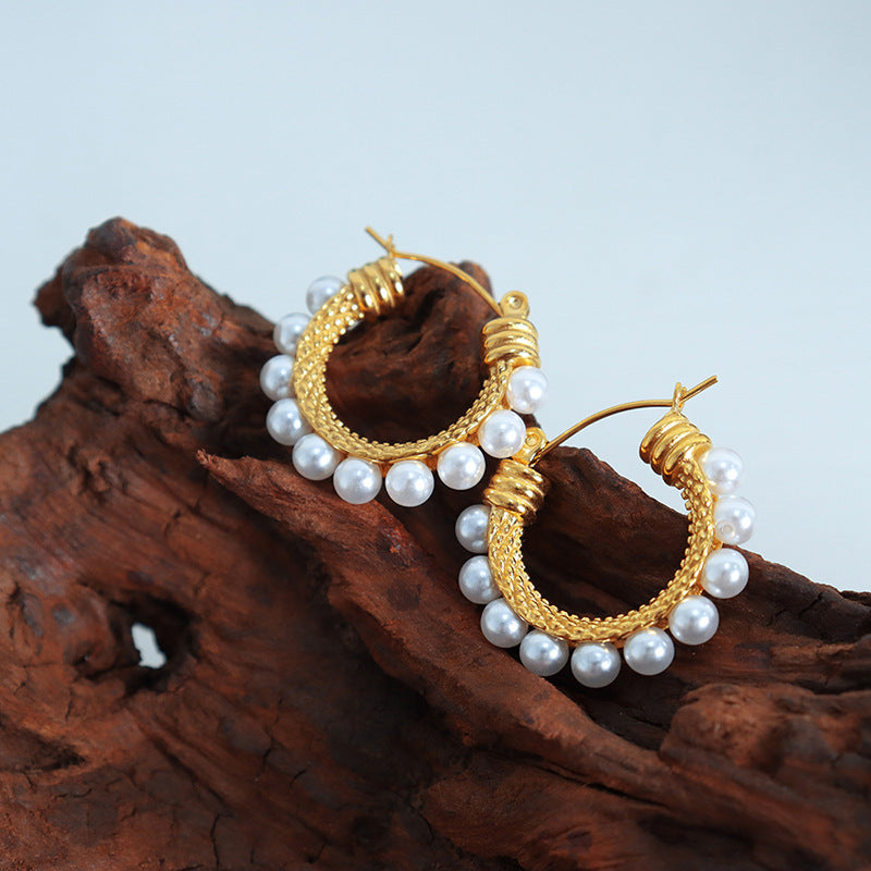 Round Clip On Pearl Earrings