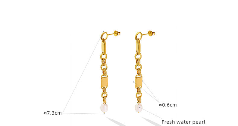 Long Chain Tassel Freshwater Pearl Drop Earrings