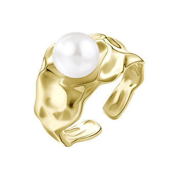 Personality Wide Wrinkled Pearl Ring