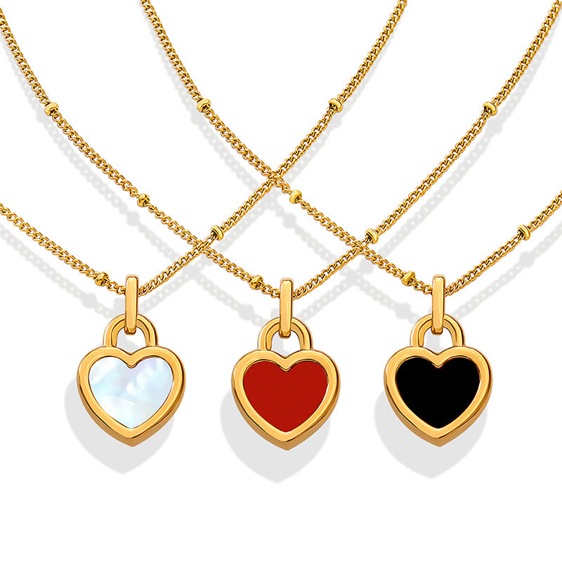 Two Sided Different Colors Sweet Heart Necklace