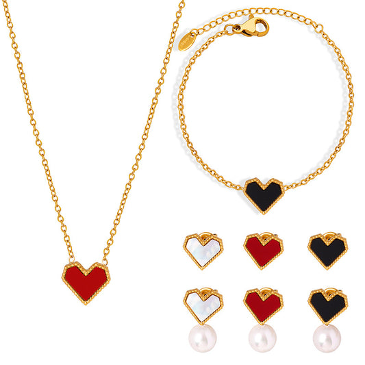 Heart Jewelry Necklace Bracelet Earring