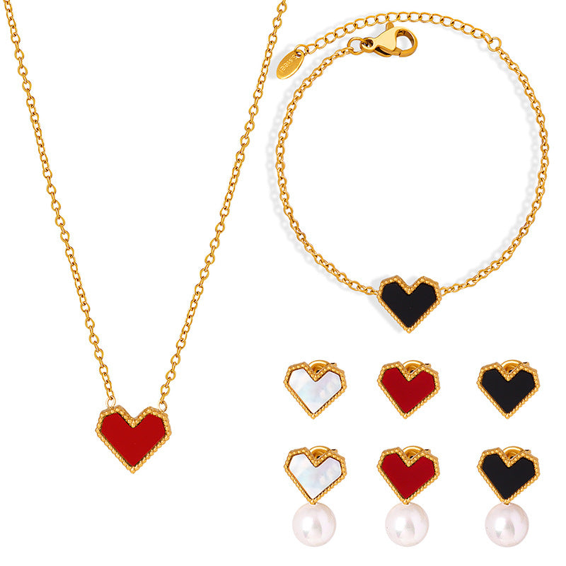 Heart Jewelry Necklace Bracelet Earring