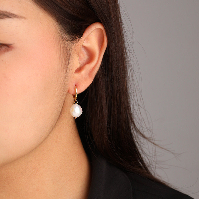 Irregular Pearl Drop Earrings