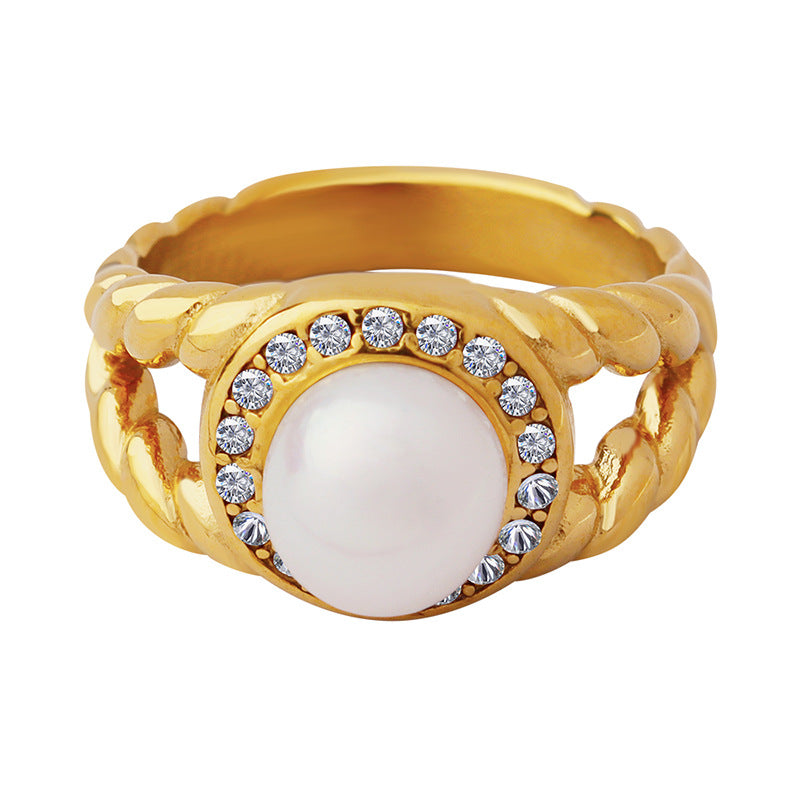 Exquisite Zircon And Freshwater Pearl Ring