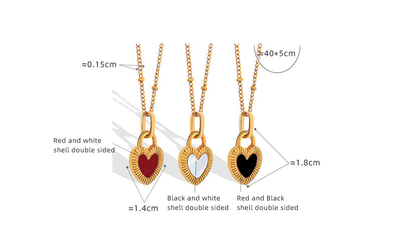 Double Sided Two Colors Heart Necklace