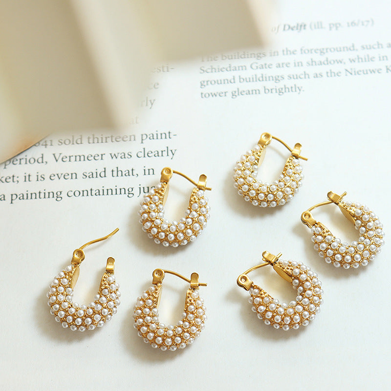 Clip On Shoulder Bag Shaped Pearl Earring