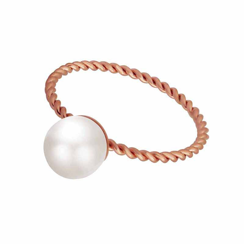 Twist Rose Gold Pearl Ring