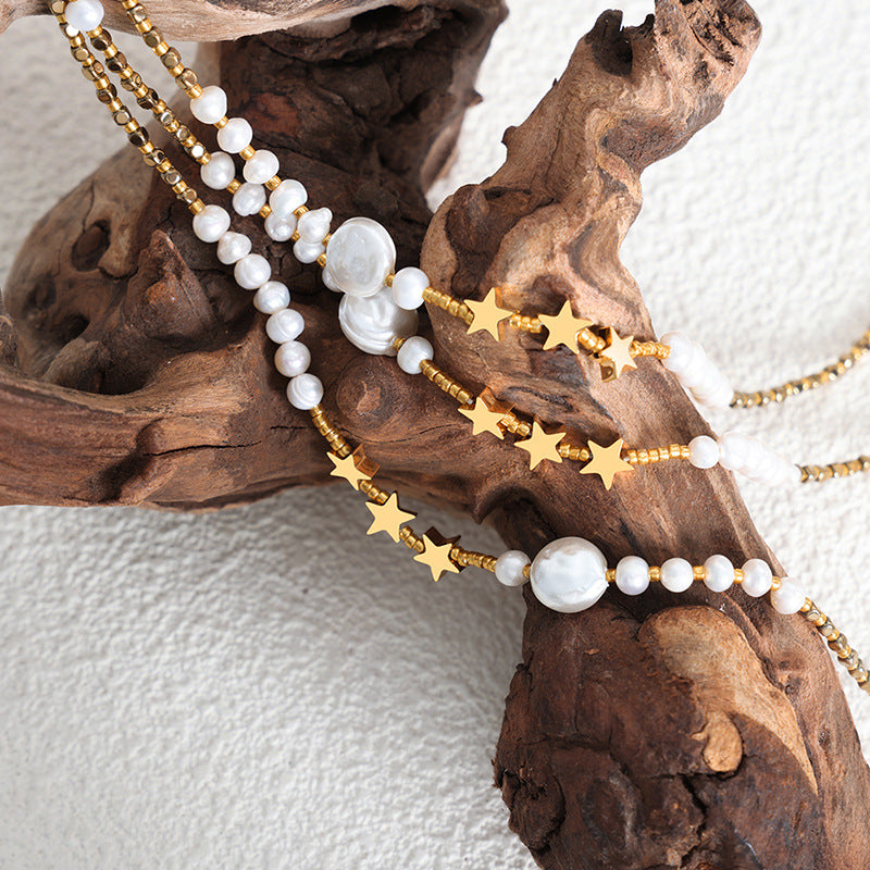 Star Stitching Freshwater Pearl Necklace