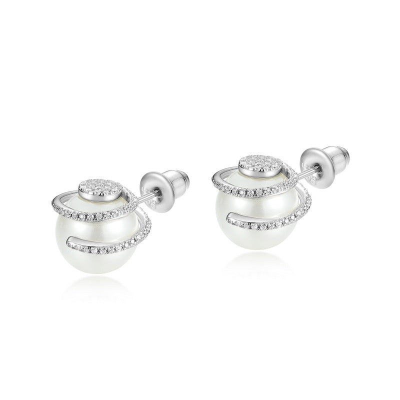 10mm Spiral Pearl Stud Earrings