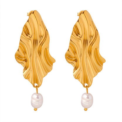 Personality Hyperbolic Pearl Drop Earrings