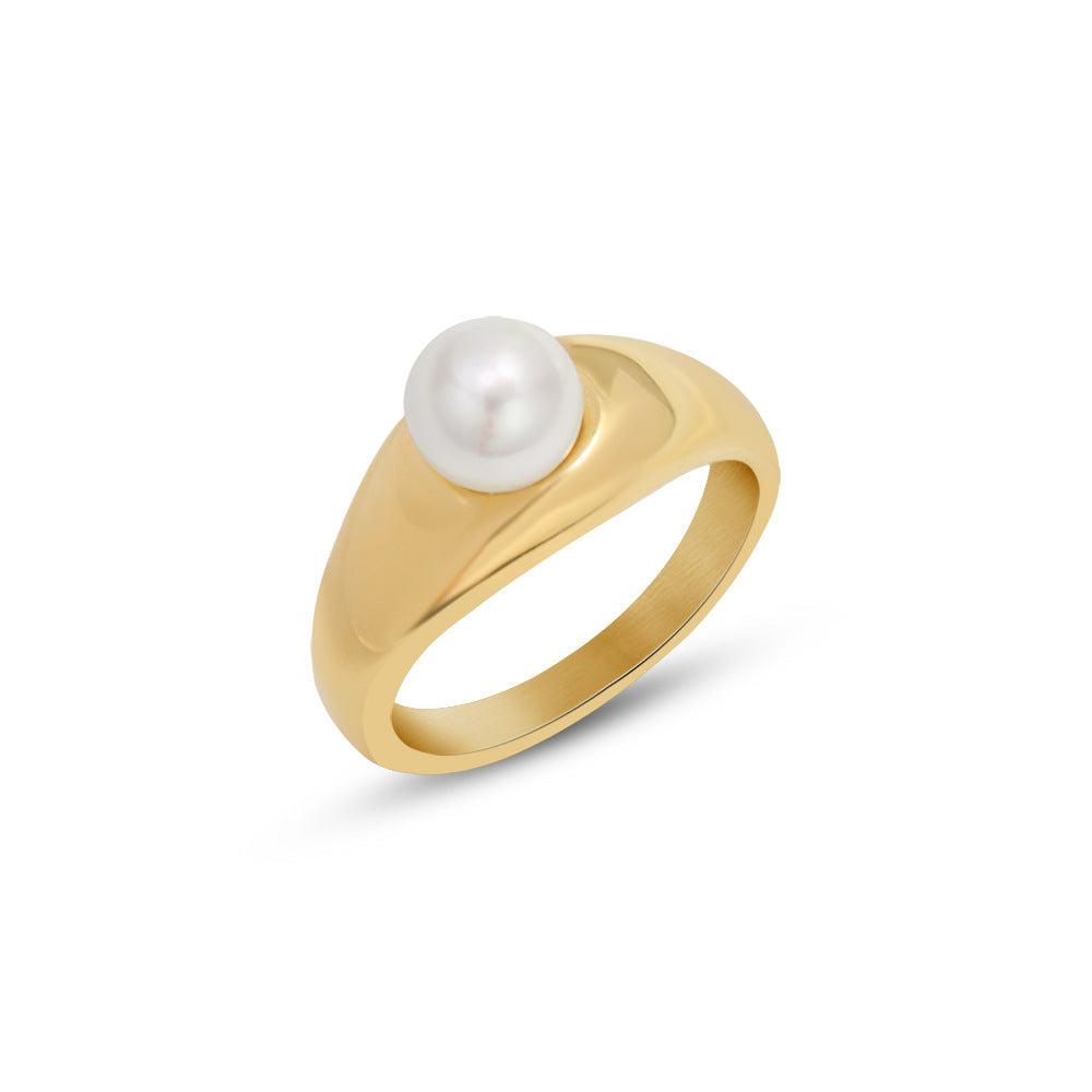 Thick Wide Pearl Ring