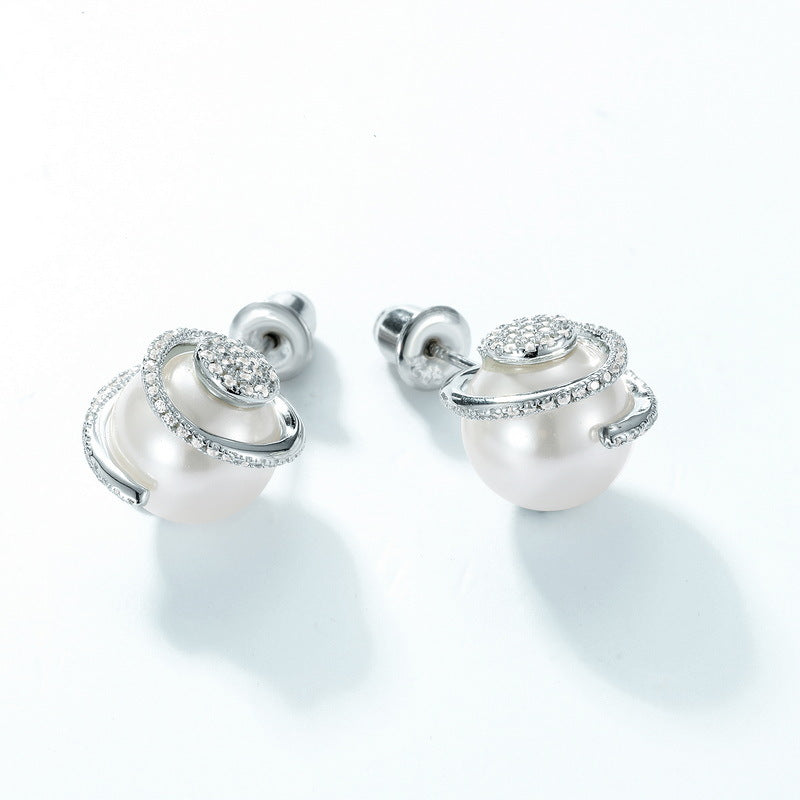 10mm Spiral Pearl Stud Earrings