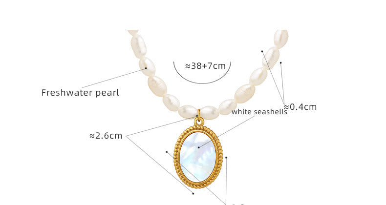 Oval Mother of Pearl Pendant Necklace