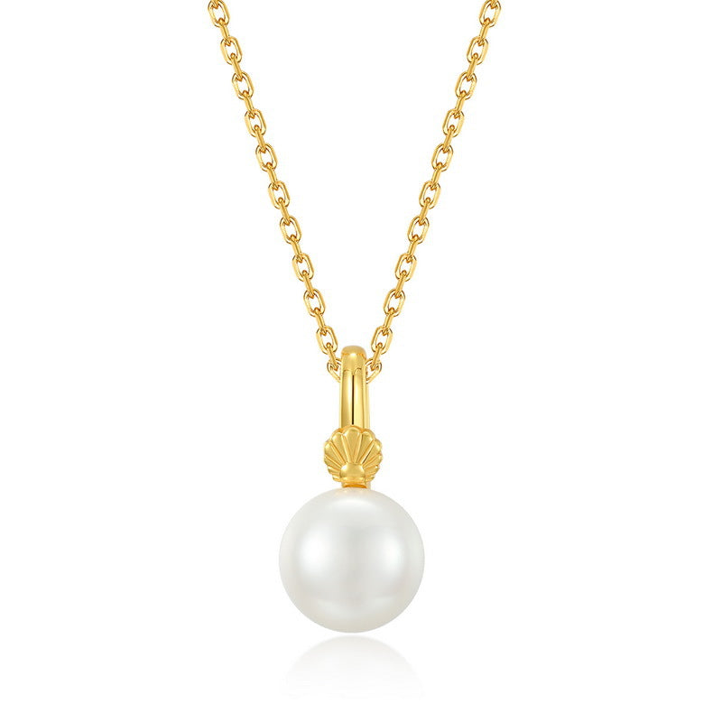 Gold Shell and Bread Pearl Pendant