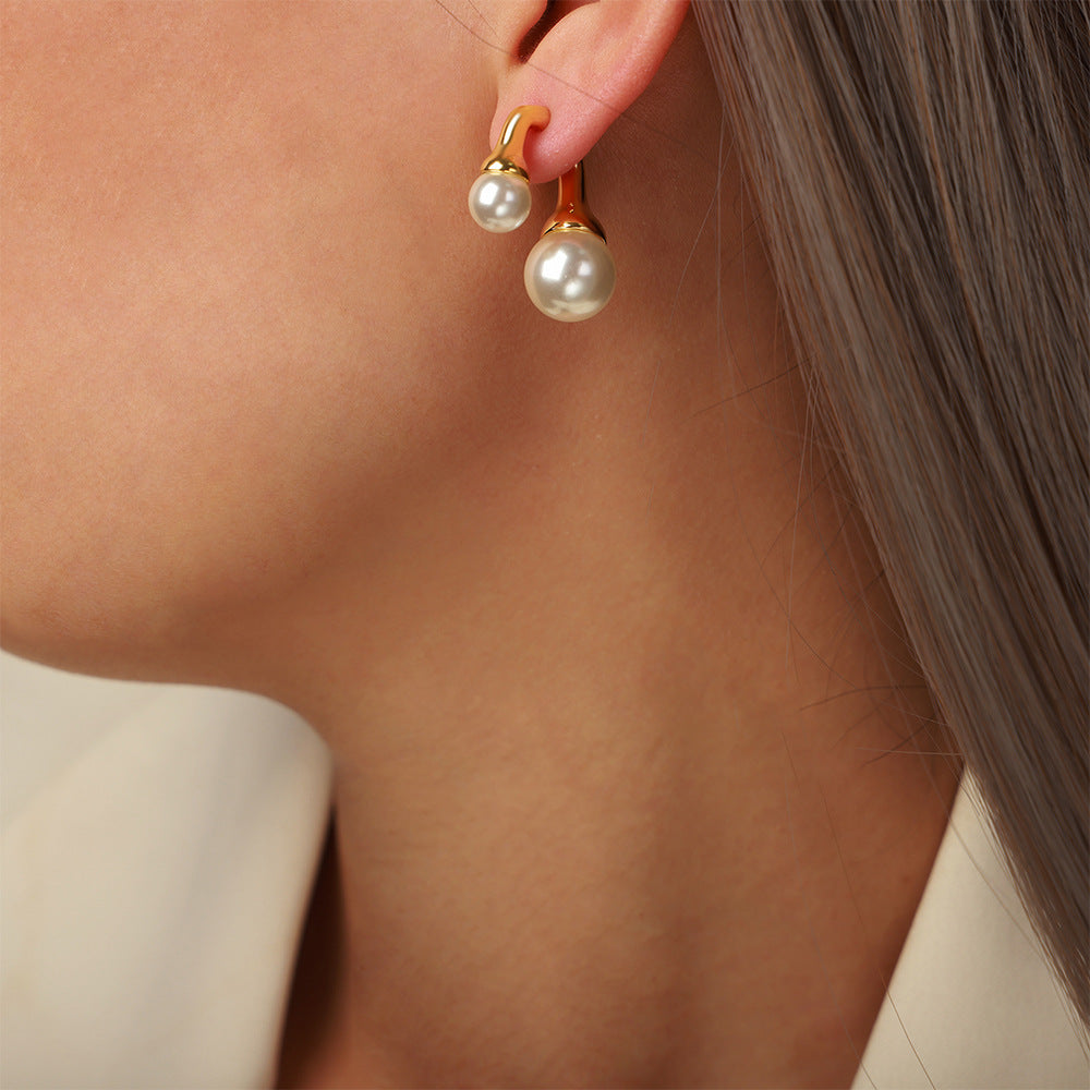 Front and Back Pearl Stud Earrings