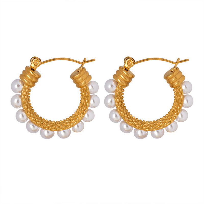 Round Clip On Pearl Earrings