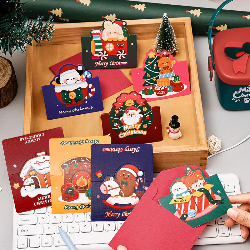 Cartoon Christmas Greeting Cards with Envelope - Random Delivery