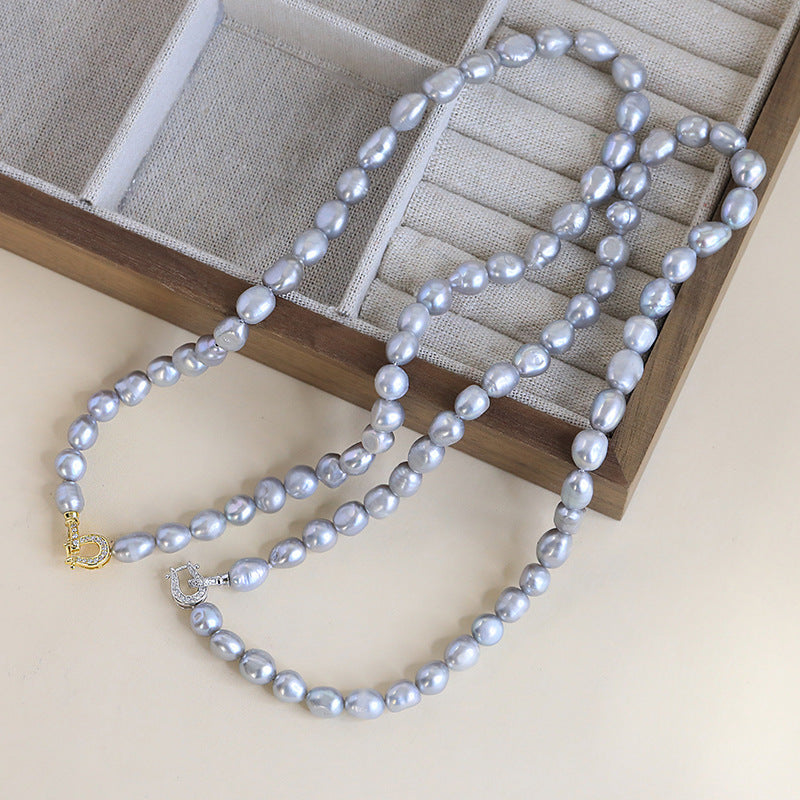 Luxurious Grey Baroque Pearl Clavicle Necklace