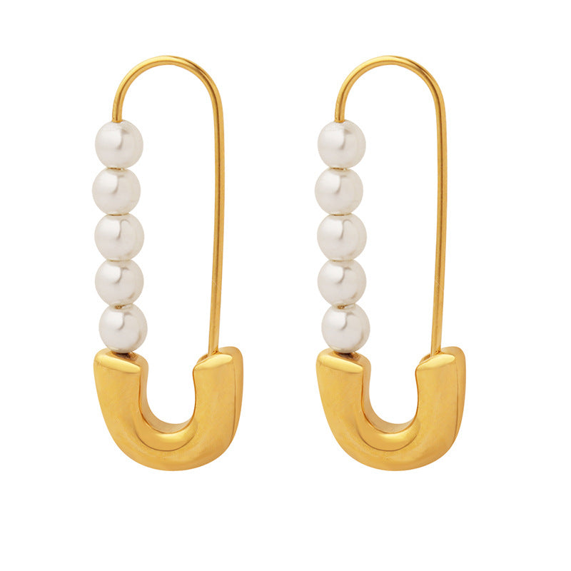 Pearl Paperclip Earrings